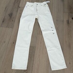 Gap Womens Size 4 White/Cream Denim Stretch High Rise 90s Straight Leg Jeans NWT